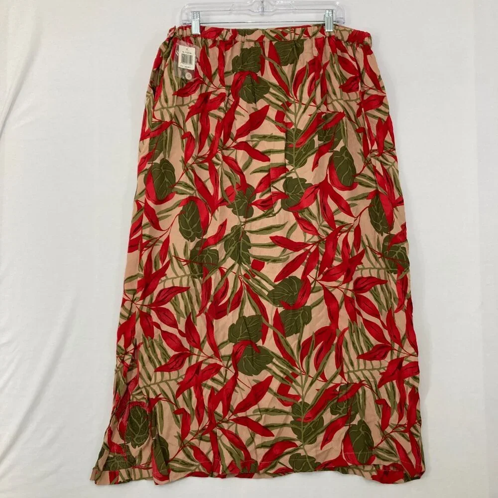 New‎ JM Collection by Jennifer Moore size 18W Colorful Floral Side Slit Skirt